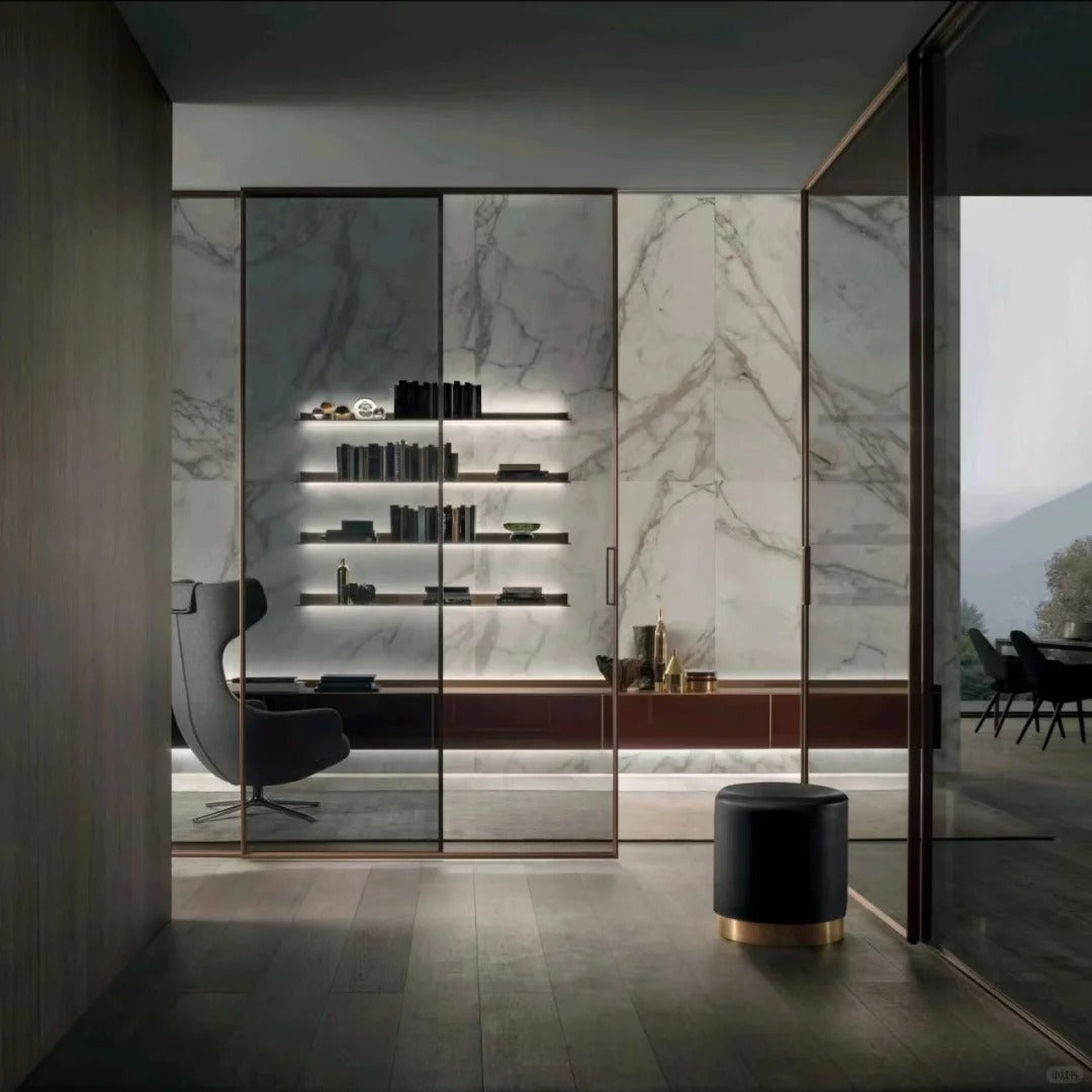 Rothnow aluminum 16x45 series slim frame sliding door with clear glass and white finish, measuring 3940mm W x 2280mm H.