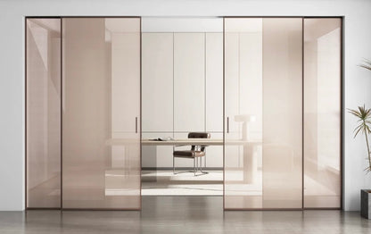 Rothnow aluminum 7x45 series slim frame sliding door with clear glass and white finish, measuring 3940mm wide by 2280mm high