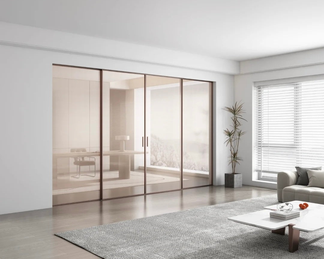 Rothnow Aluminum Door 7x45 Series slim frame sliding door with clear glass, white finish, and sleek modern design.