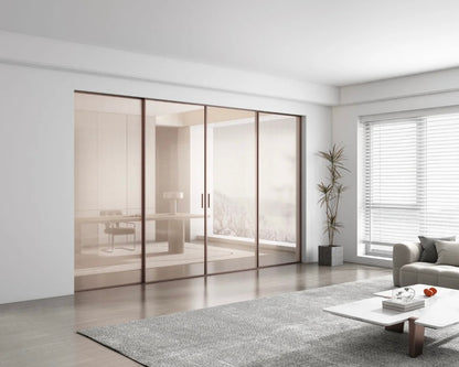 Rothnow Aluminum Door 7x45 Series slim frame sliding door with clear glass, white finish, and sleek modern design.