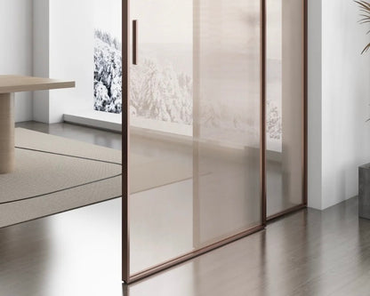 Rothnow® Aluminum Door from 7x45 Series, white slim frame sliding door with clear glass, 3940mm wide and 2280mm tall.