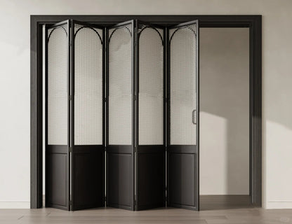 Rothnow Classic French Style Aluminum Bi-fold Door with clear glass, white slim frame, 18x35 series, folding door design