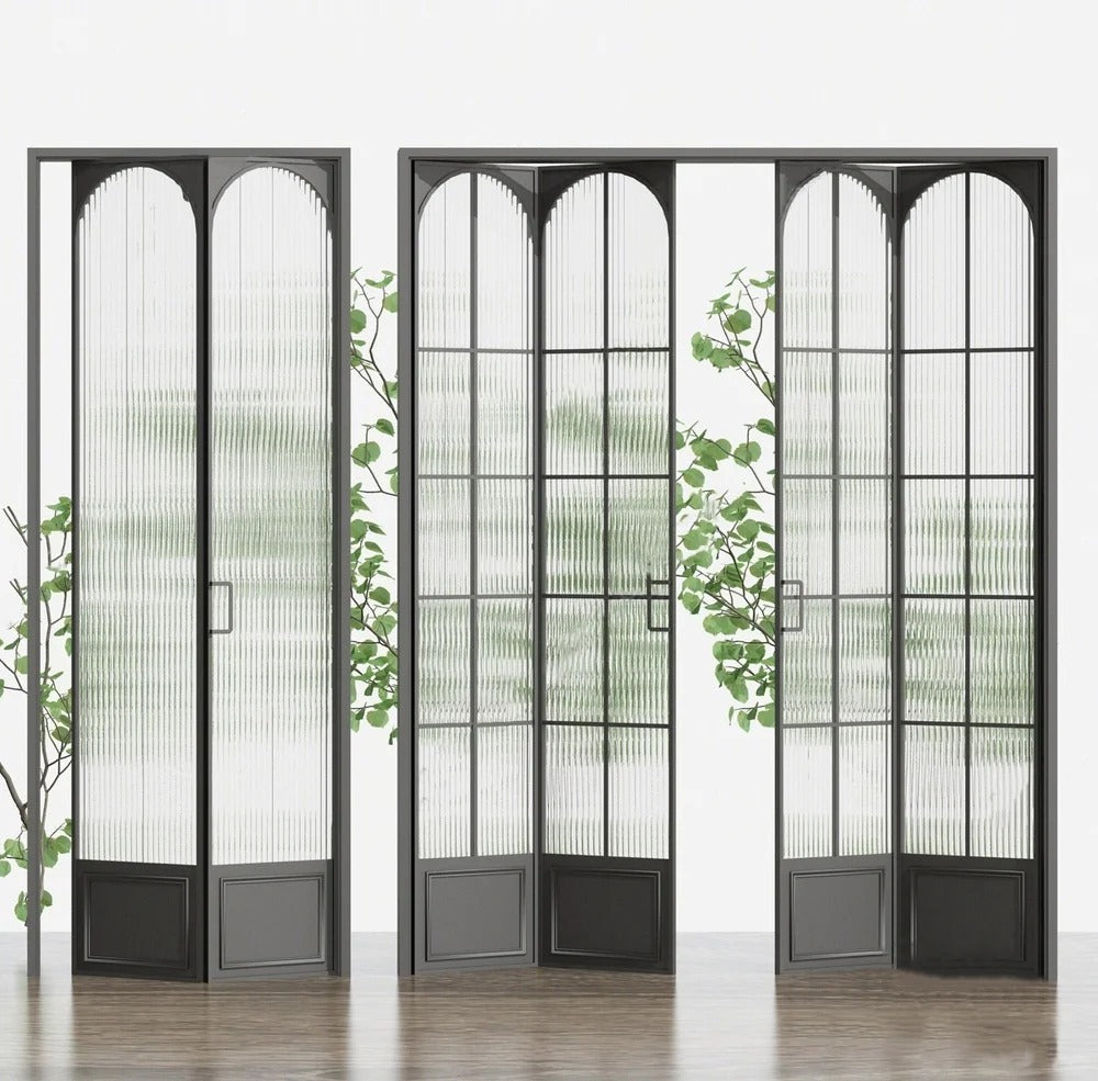 Rothnow Classic French Style aluminum bi-fold door with clear glass, slim frame, 18x35 series, white finish and folding design