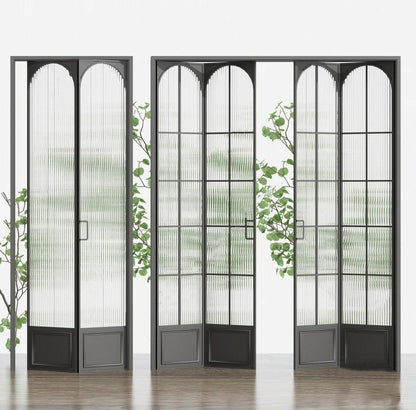 Rothnow Classic French Style aluminum bi-fold door with clear glass, slim frame, 18x35 series, white finish and folding design