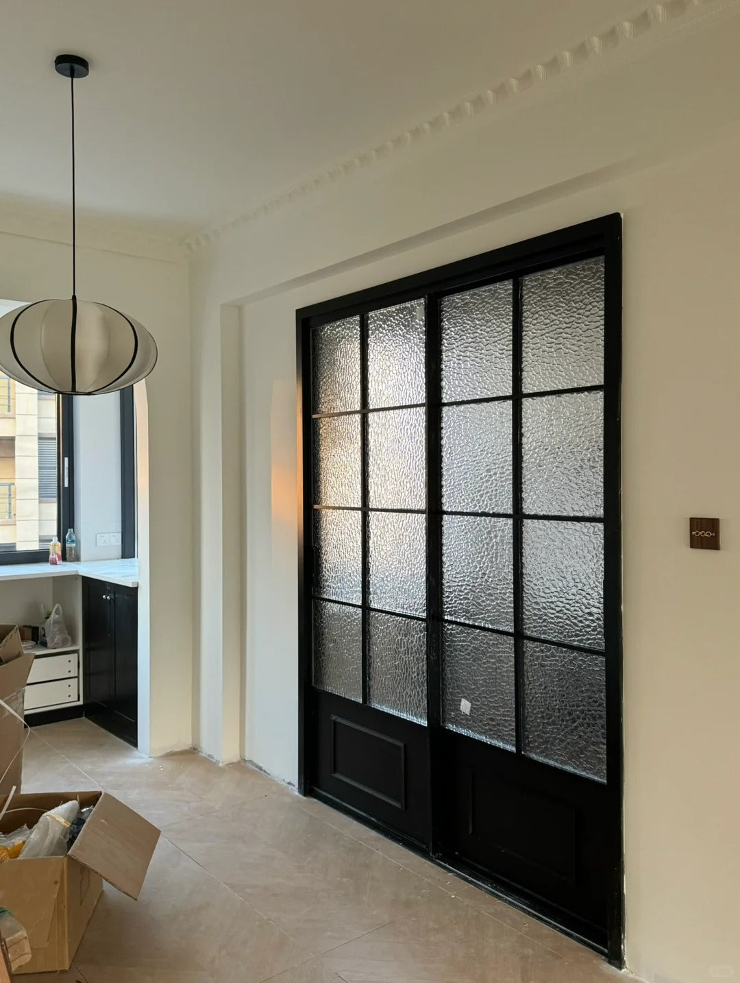 Rothnow French Style Aluminum Sliding Door in Classic Black, 16x45 Series with clear glass, slim frame and modern design.