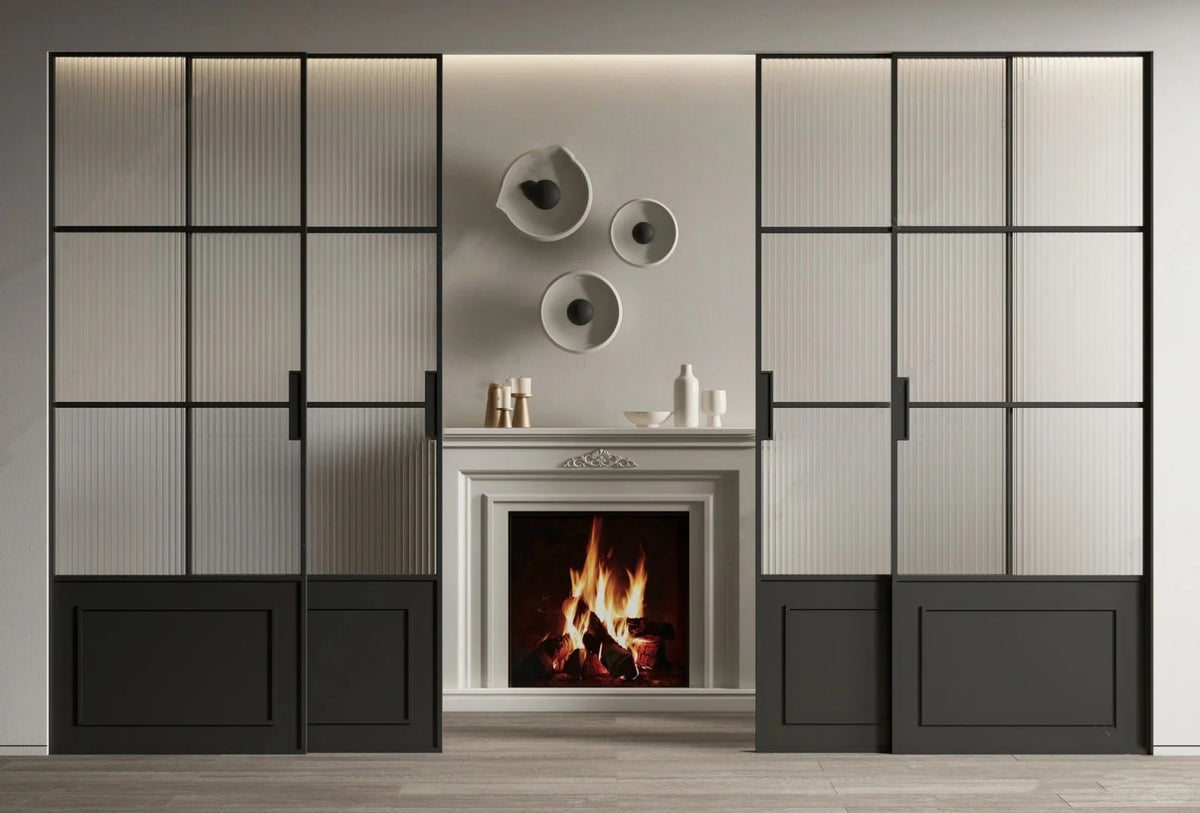Rothnow French Style Aluminum Sliding Door with clear glass, 16x45 series slim frame, white finish, for living room.