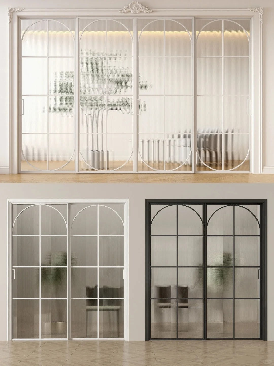 Rothnow French Style Aluminum Sliding Door in white with clear glass, 16x45 series slim frame for living room access.
