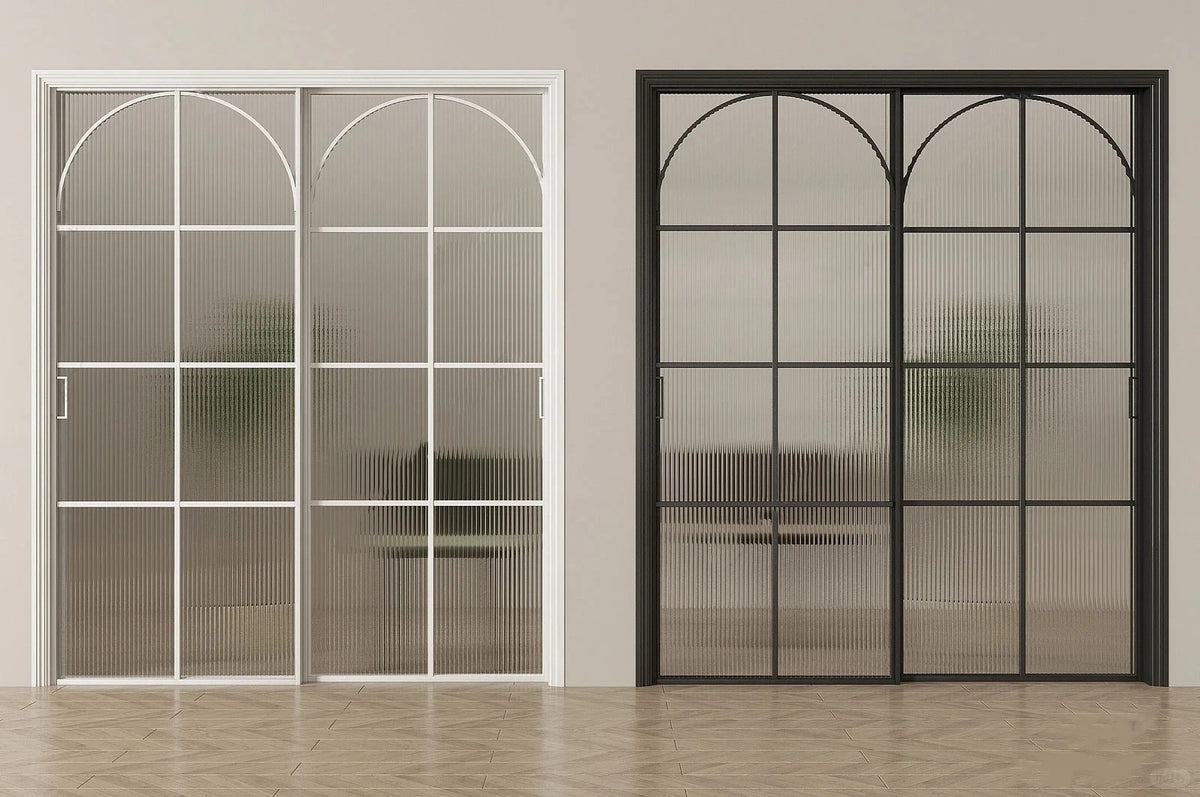 Rothnow French Style Aluminum Sliding Door 16x45 series with slim white frame and clear glass for living room use