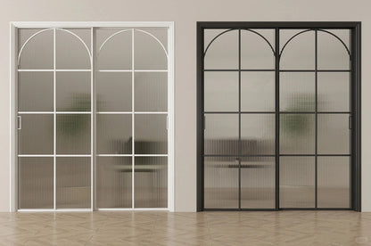 Rothnow French Style Aluminum Sliding Door 16x45 series with slim white frame and clear glass for living room use