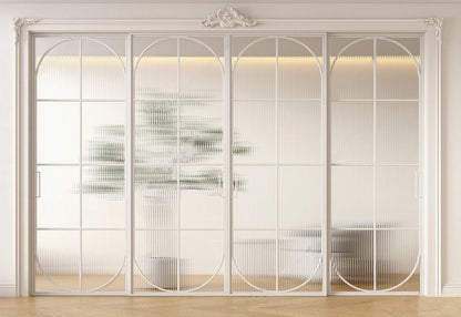 Rothnow French Style Aluminum Sliding Door with clear glass, white slim frame, 16x45 series, for living room installation
