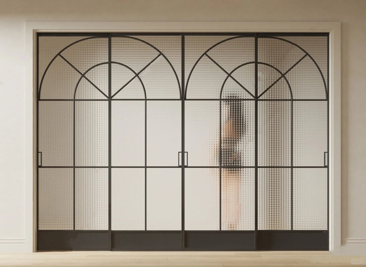 Rothnow French Style Aluminum Sliding Door with clear glass, slim frame, 16x45 series, ideal for living room installation.