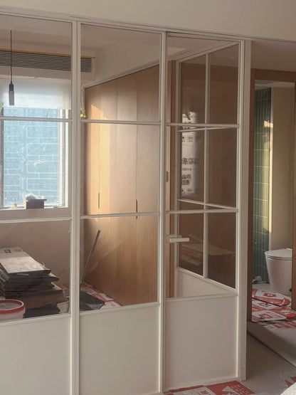 Rothnow French Style Aluminum Door 18x35 Series with slim white frame and clear glass, bi-fold folding door design.