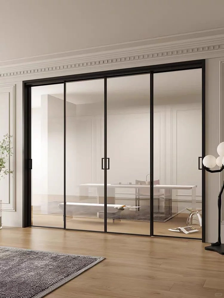 Rothnow® Heavy Aluminum 16x45 Series Slim Frame Sliding Door with clear glass and white skin, measuring 3940mm wide by 2280mm high
