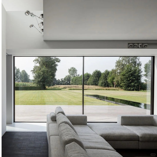 Rothnow Heavy Aluminum Sliding Door from 7x45 Series with slim white frame and clear glass, measuring 3940mm wide by 2280mm high