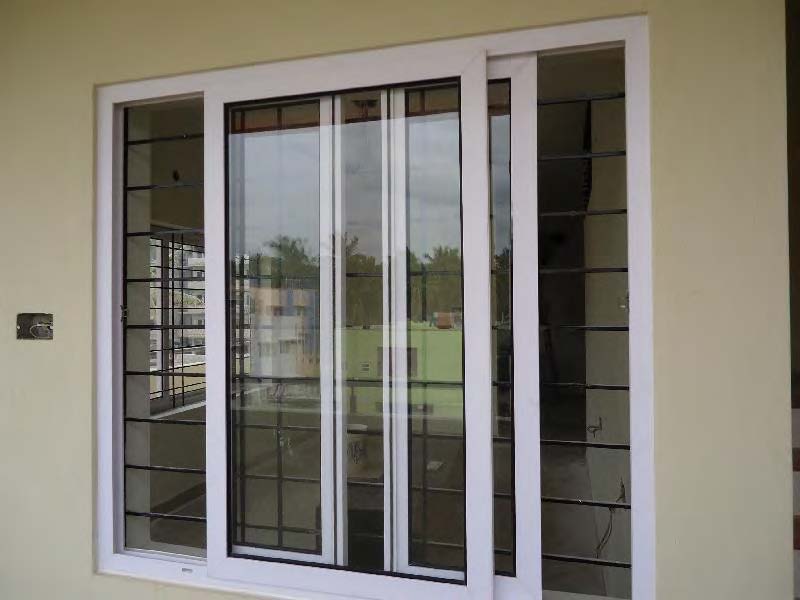 Black Rothnow UPVC vinyl sliding window with two panes, measuring 72x30 inches, installed in a modern home.