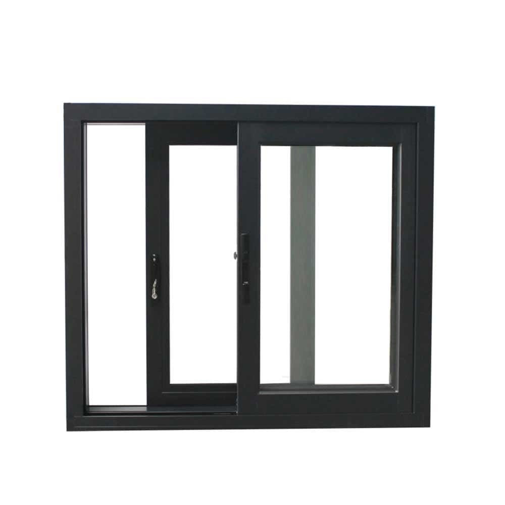 Black Rothnow UPVC vinyl sliding window with two panes, measuring 72 W x 30 H inches, installed in a modern home.