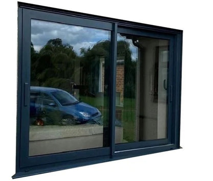 Black Rothnow UPVC vinyl sliding window with a wide rectangular design, featuring two sliding sashes for easy opening.