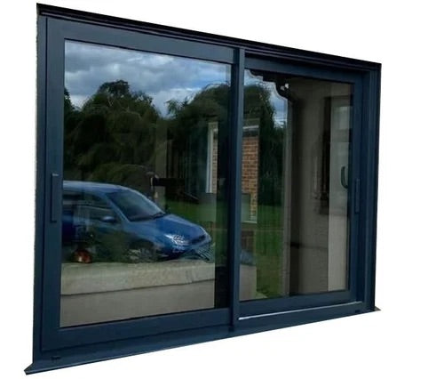 Black Rothnow UPVC vinyl sliding window with a wide rectangular design, featuring two sliding sashes for easy opening.