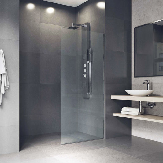 Rothnow® black fixed shower door in minimalist style, 800mm width and 2200mm height, for modern shower panels.