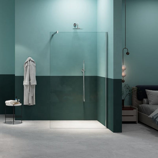Black Rothnow® oversized fixed shower door panel, 800mm width and 2200mm height, designed for modern shower enclosures.