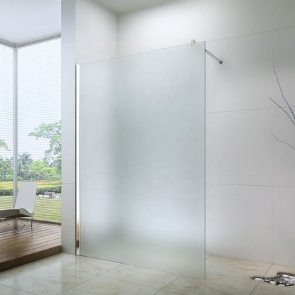 Rothnow® fixed shower door with patterned glass, 800mm wide and 2200mm tall, black frame for modern bathroom shower enclosure.