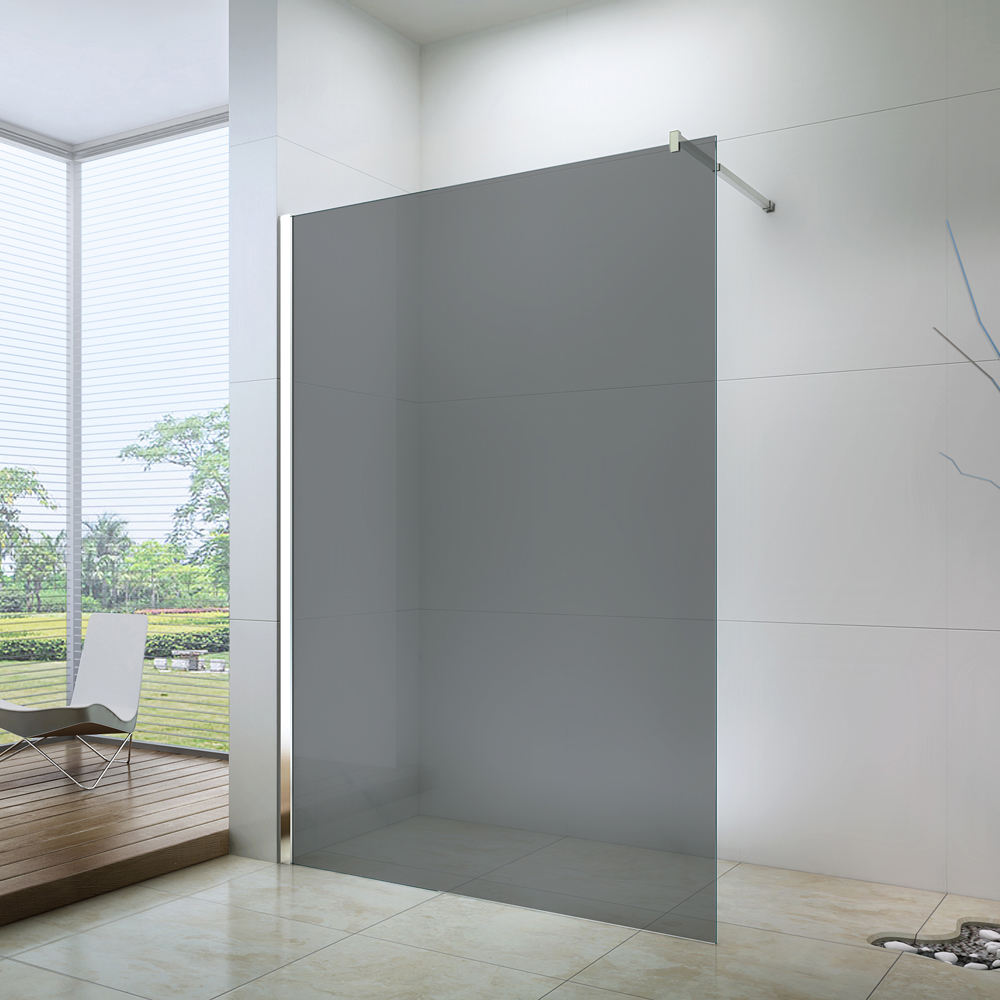 Rothnow® shower panel with fixed shower door, tinted glass, 800mm width and 2200mm height, modern black finish for bathroom upgrade