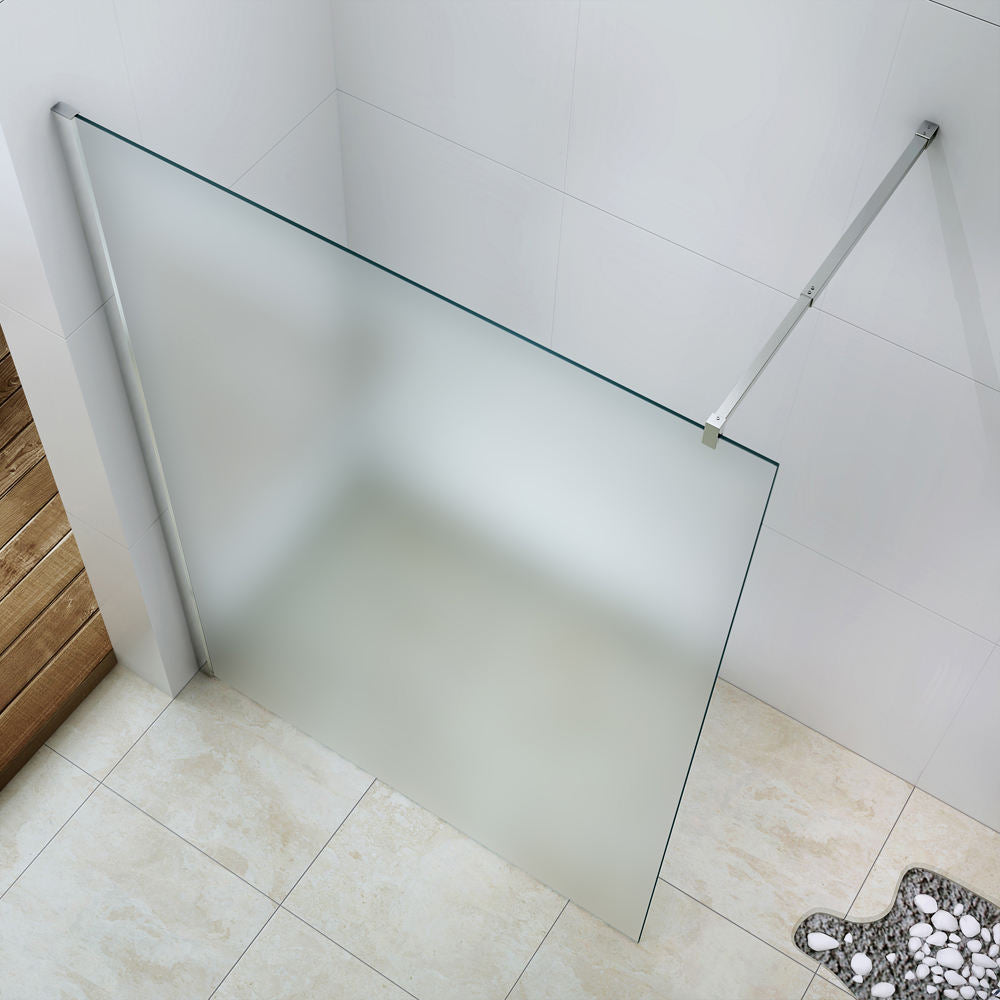 Rothnow® fixed shower panel with tinted glass, black finish, 800mm width and 2200mm height, for modern shower enclosures.