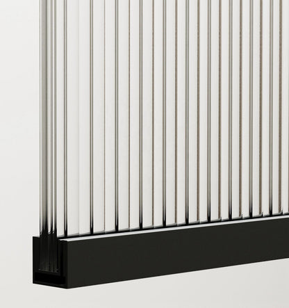 Rothnow® fixed shower door with waved glass and black profile, 800mm wide and 2200mm tall, ideal for modern shower enclosures.