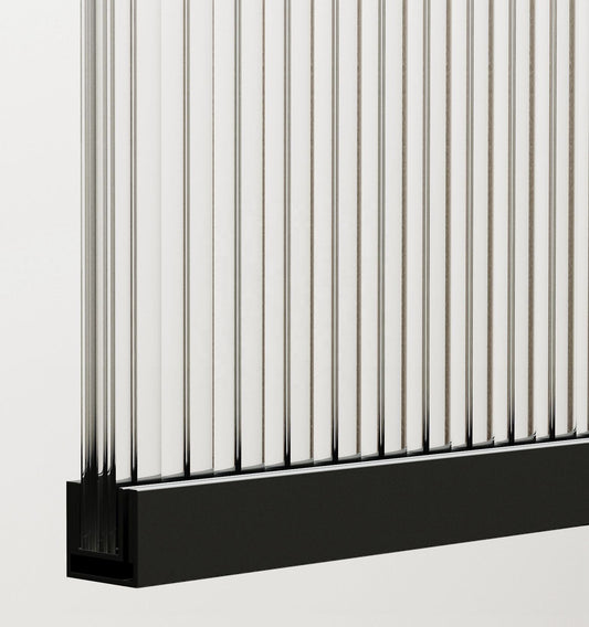 Rothnow® fixed shower door with waved glass and black profile, 800mm wide and 2200mm tall, ideal for modern shower enclosures.