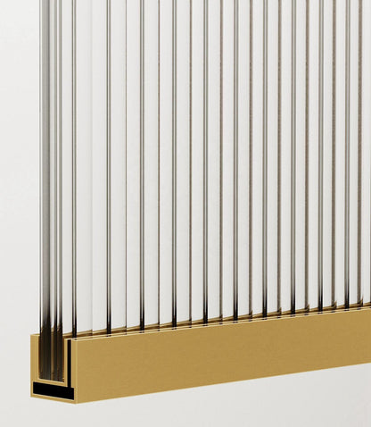 Rothnow® fixed shower door with waved glass and golden profile, 800mm width, for modern bathroom shower enclosure.