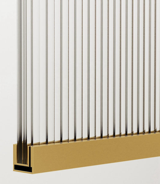 Rothnow® fixed shower door with waved glass and golden profile, 800mm width, for modern bathroom shower enclosure.