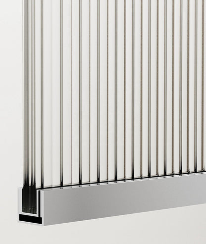 Rothnow® fixed shower panel with waved glass and silver profile, 800mm wide and 2200mm high, for modern bathroom showers.