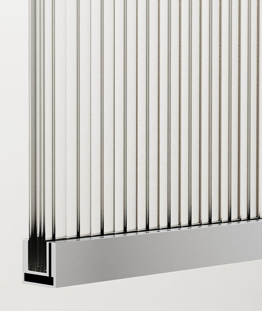 Rothnow® fixed shower panel with waved glass and silver profile, 800mm wide and 2200mm high, for modern bathroom showers.