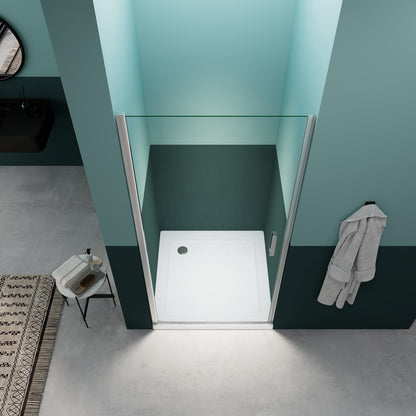 Rothnow® black hinged shower door in minimalist style, 800mm wide and 2200mm high, modern shower panel and door design