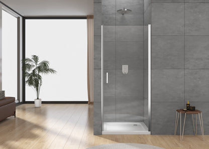 Black Rothnow hinged shower door with minimalist style, 800mm width and 2200mm height, designed for modern shower panels.