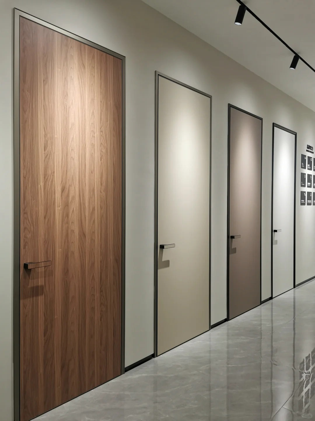 Rothnow aluminum wooden swing door, brown, 800mm wide by 2100mm high, with 150mm wall thickness, modern interior door.