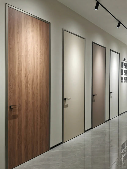 Rothnow aluminum wooden swing door, brown, 800mm wide by 2100mm high, with 150mm wall thickness, modern interior door.