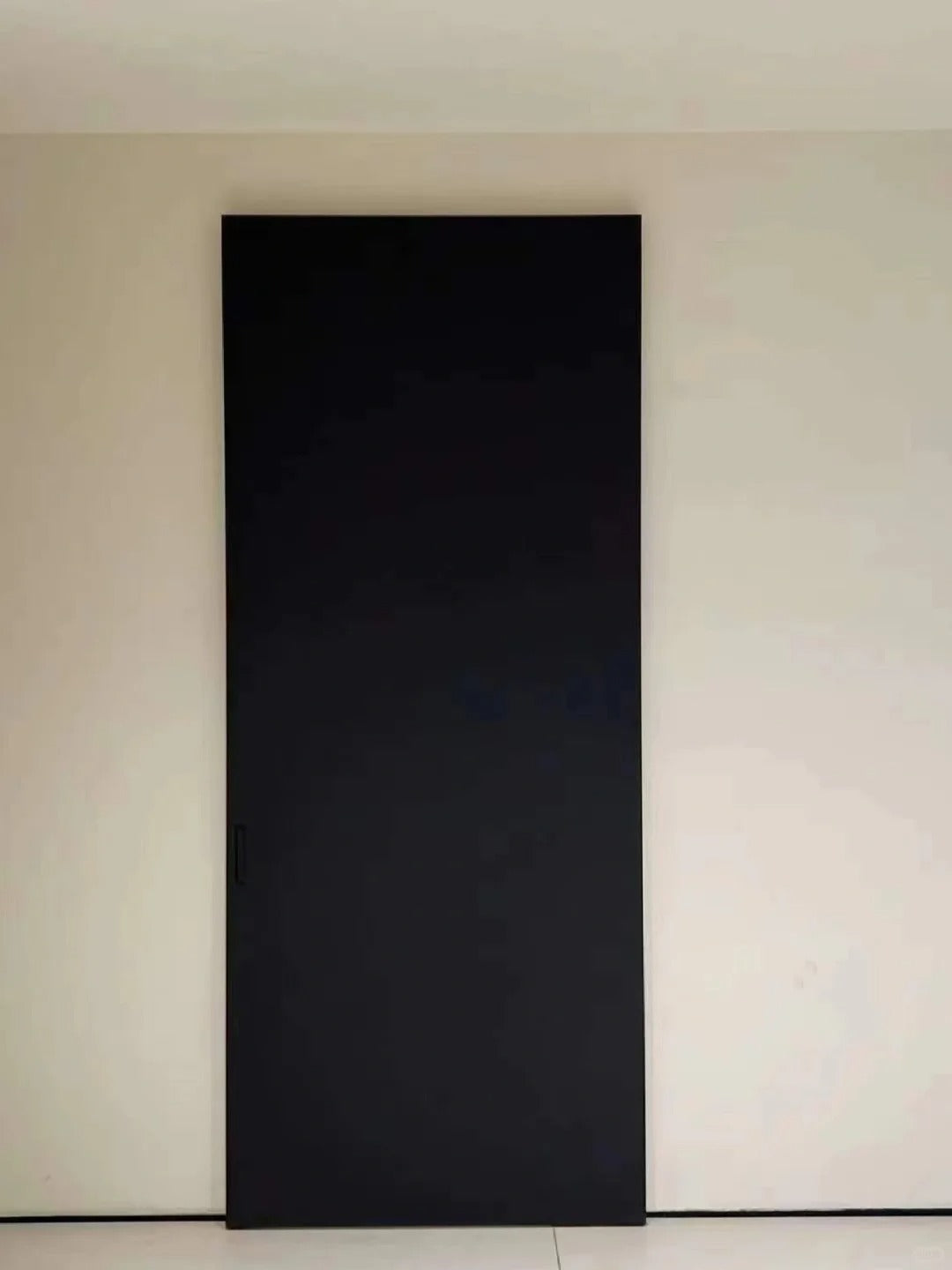 Rothnow® aluminum wooden sliding ghost door in black, 800mm wide, 2100mm high, with a sleek wall-thick design.
