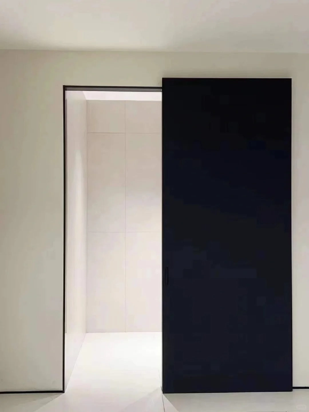 Rothnow® Aluminum Wooden Sliding Ghost Door in black, 800mm wide and 2100mm high, with a sleek modern design.