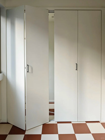 Rothnow® Aluminum Wooden Folding Door, brown finish, 800mm wide, 2100mm high, with 150mm wall thickness, suitable for interior use.