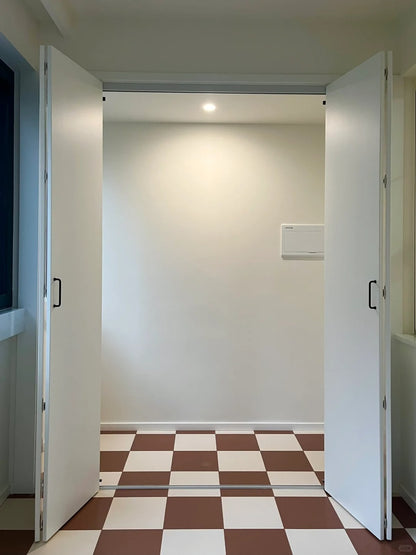 Rothnow aluminum and wooden folding door in brown with 800mm width, 2100mm height, and 150mm wall thickness.