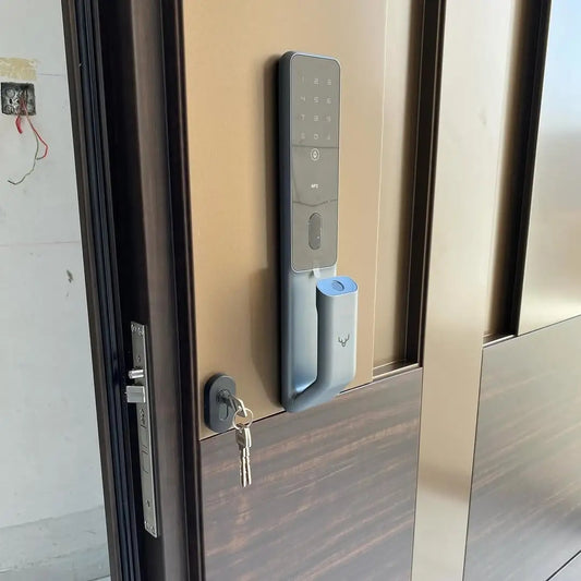 Rothnow® cast aluminum front entrance door, brown swing door, 800mm wide by 2100mm high with 150mm wall thickness.