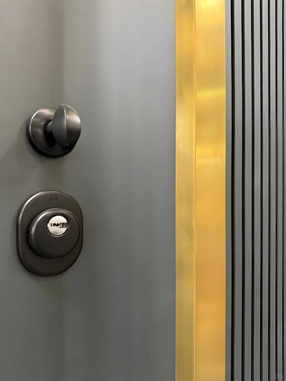 Rothnow cast aluminum front door with brown finish, 800mm wide by 2100mm high, swing entrance door with wall thickness detail