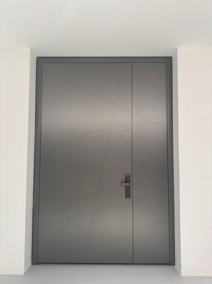 Brown Rothnow cast aluminum front door with swing design, 800mm wide and 2100mm tall, featuring a sturdy entrance door style.