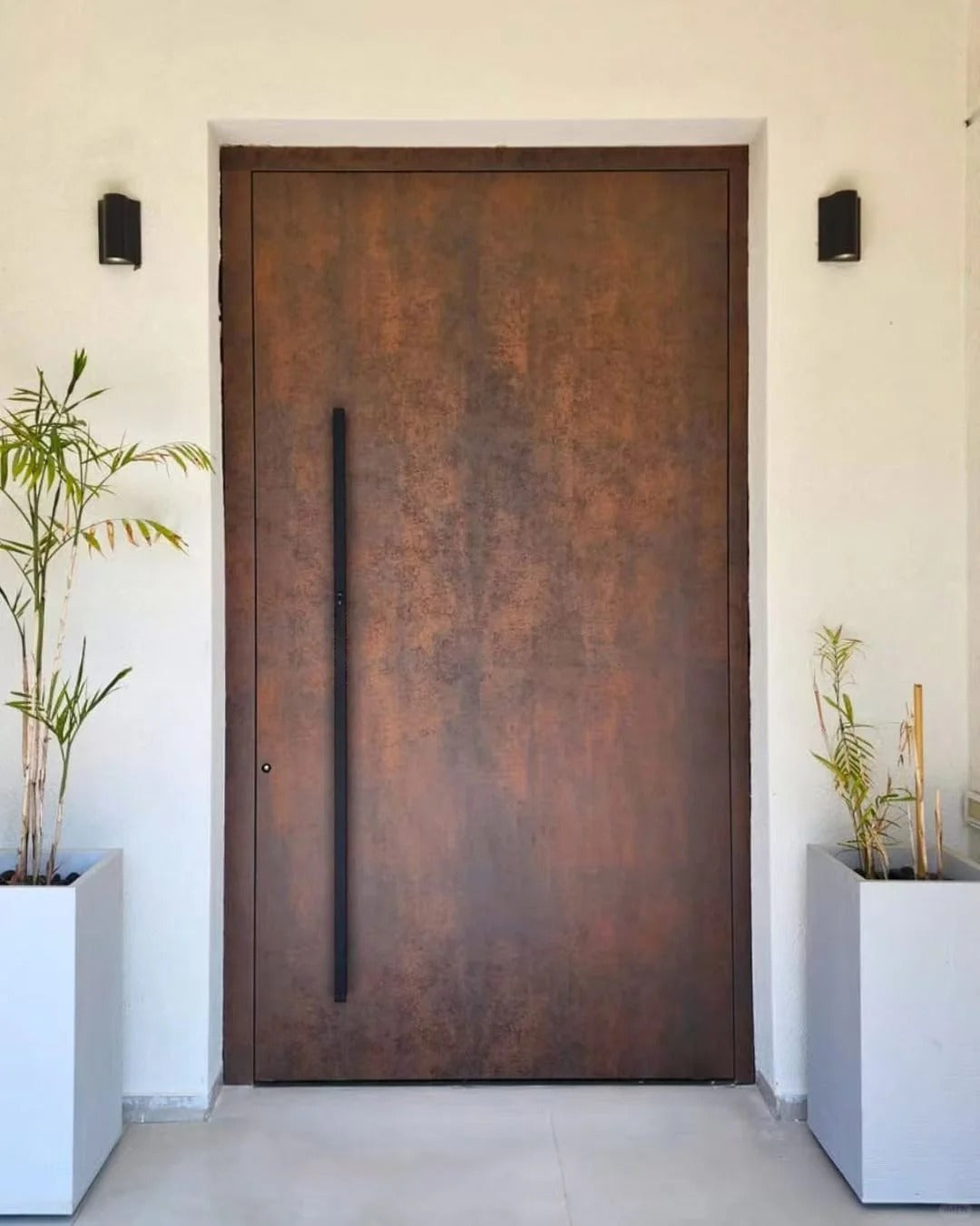 Rothnow® cast aluminum front entrance door, brown pivot door with sleek design, 800mm wide and 2100mm tall, wall thickness 150mm.