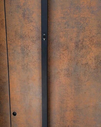 Rothnow cast aluminum front door with brown finish, pivot design, 800mm width, 2100mm height, 150mm wall thickness.