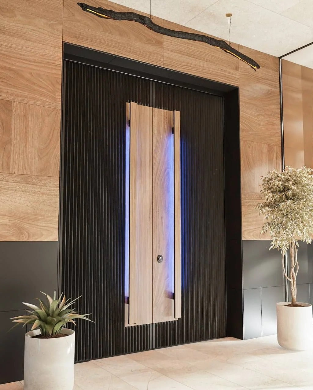 Rothnow cast aluminum brown front entrance door with pivot design, 800mm wide and 2100mm high, with wall thickness.