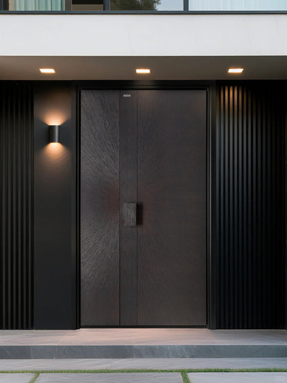 Rothnow® cast aluminum front door with brown finish, swing entrance door, 800mm wide and 2100mm high with 150mm wall thickness