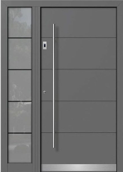 Rothnow cast aluminum front door with brown finish, 800mm wide, 2100mm high, 150mm wall thickness, swing entrance door.