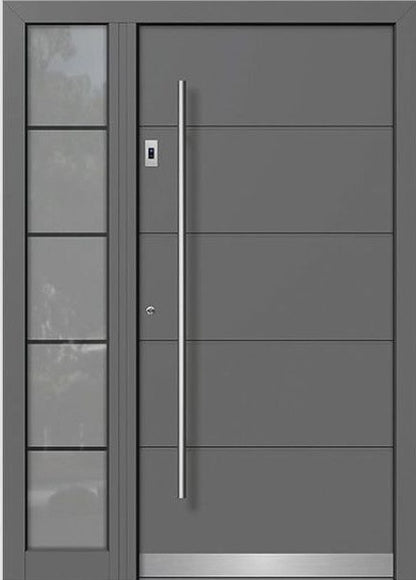 Rothnow cast aluminum front door with brown finish, 800mm wide, 2100mm high, 150mm wall thickness, swing entrance door.